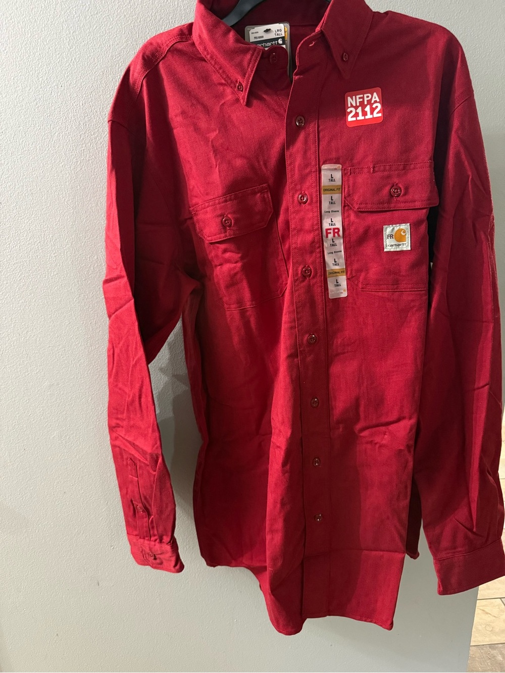 Carhartt Men's Red Button-Down Work Shirt